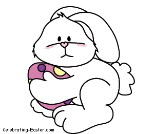 frightened easter bunny holding egg