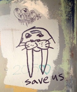 Walrus-related graffiti.